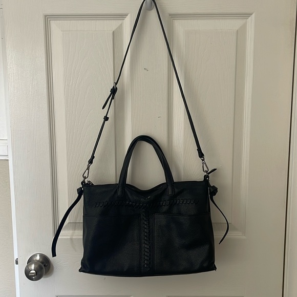 T Tahari "Skyler" Pebbled Leather Whipstitched Satchel w/ Removable Strap - Picture 3 of 15